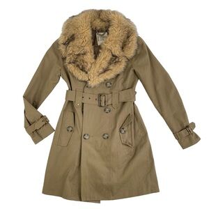 BB Dakota Faux Fur Collar Trench Coat Size Medium
